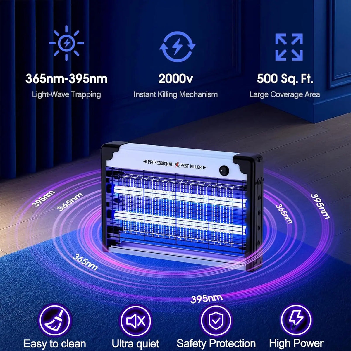piège insectes électrique led antimoissons suspendu usb moderne noir argent violet