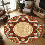 tapis rond multicolore motifs ethniques moderne antidérapant polypropylène polyesterversible extérieur intérieur décoration chambre salon