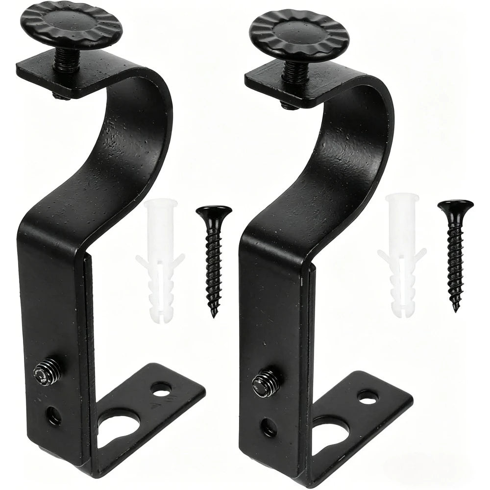 support rideau moderne noir mat vis fixation tiges rideau minimaliste