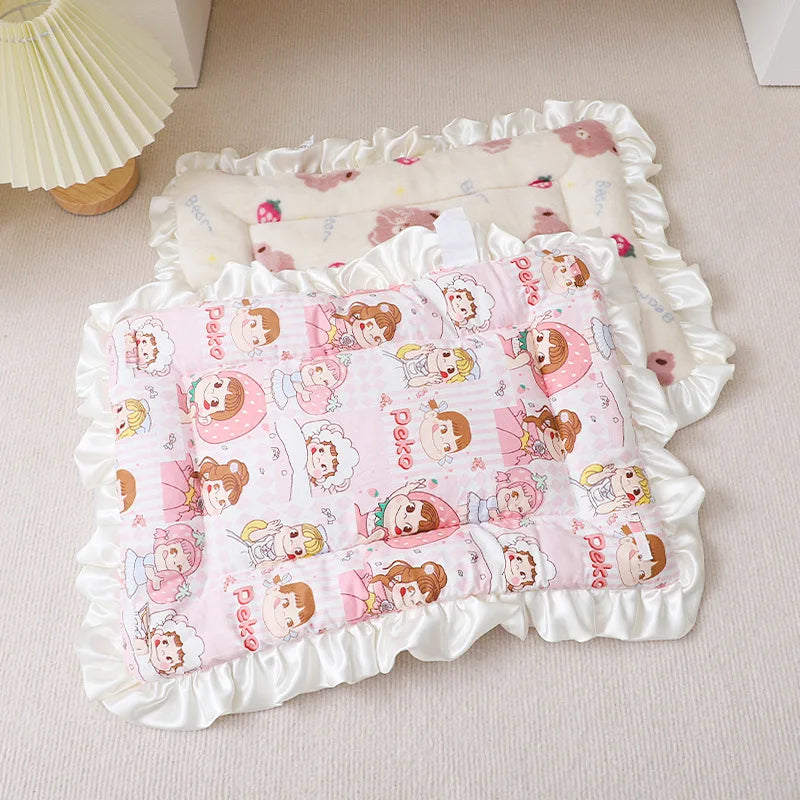 coussin animal motif floral imprimé bleu rose blanc doux adhésif lavage main respirant hiver