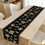 table table anniversaire 18 noir doré gâteaux cadeaux confettis moderne festive polyester