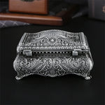 boîte bijoux argentée ornements floraux classique réutilisable rangement bijoux baroque cadenas vintage