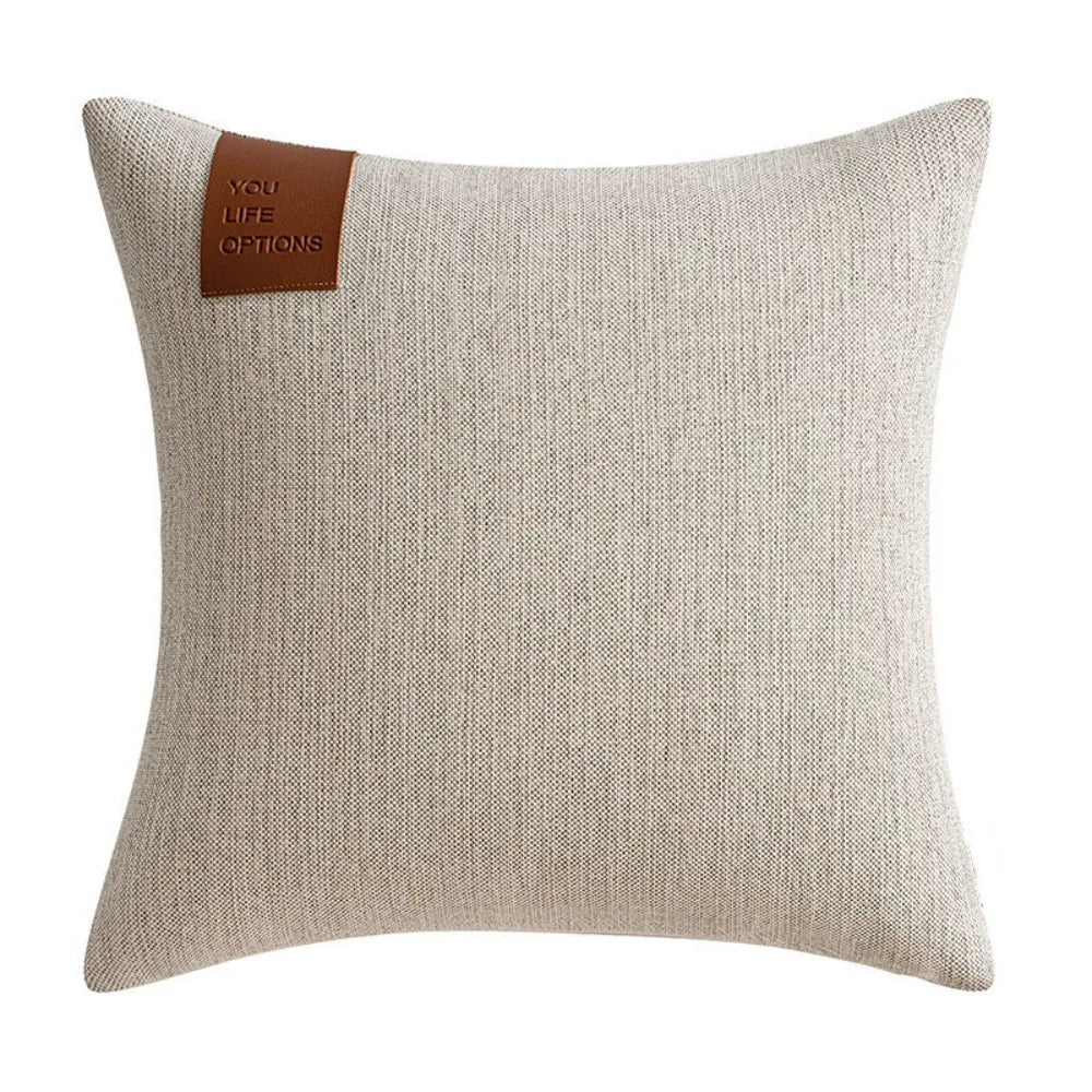 housse coussin moderne géométrique bleu marine marron gris 40x40 50x50 cm polyester coton