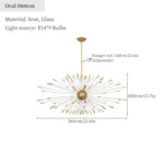 Suspension lumineuse moderne or blanc rayons transparents chambre salon étude hall led warm white