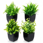 plantes artificielles vertes feuilles fines moderne pot noir extérieur décoration anniversaire mariage
