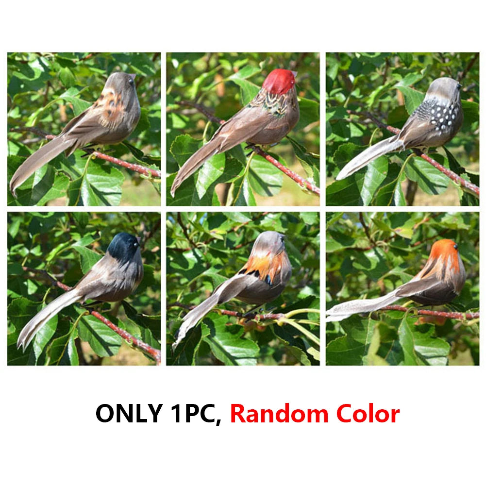 ornement oiseau artificiel jaune rouge vert marron noir blanc plumage naturel réaliste maison jardin