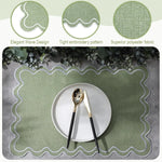 serviettes table vert clair motif ondulé tissu lin classique respectueux l'environnement 19x13 pouces