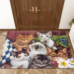 tapis sol moderne chat abstrait gris noir résistant antibactérien antidérapant 30x50cm 40x60cm