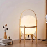 lampe table bois naturel led minimaliste blanc interrupteur tactile chambre salon