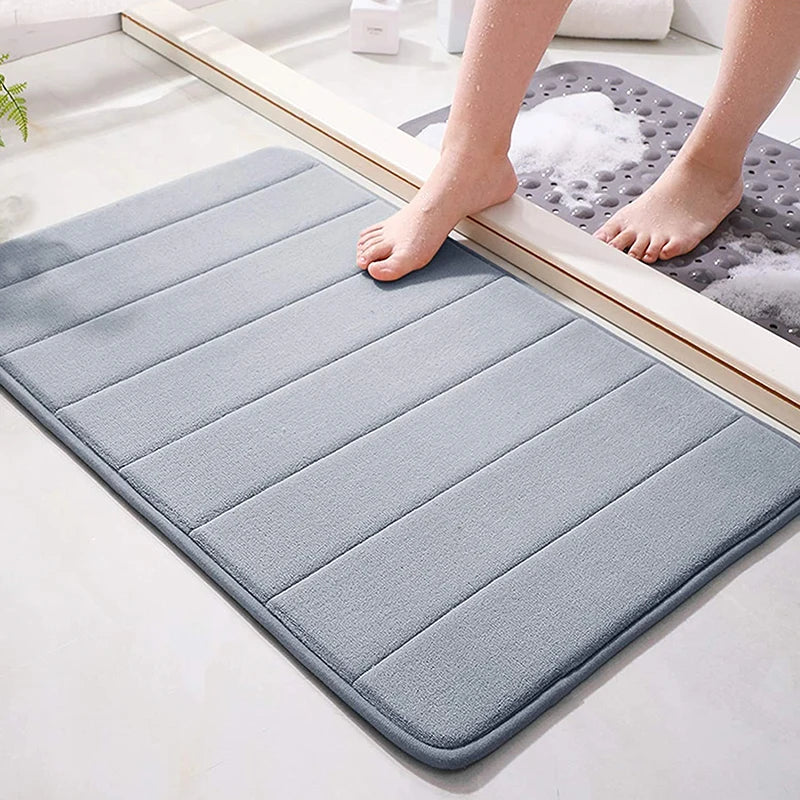 tapis bain doux bleu marine gris clair marron foncé moderne 60cm 40cm