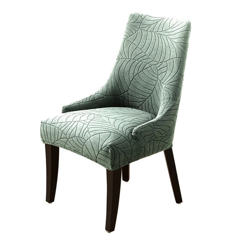 housse chaise beige motif feuilles texture douce moderne adhésif élastique large anti taches polyester