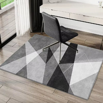 tapis moderne gris noir motif géométrique antidérapant intérieur salon chambre maison décoration