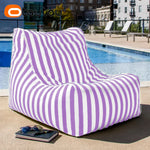 coussin d'assise jardin rayures beige blanc moderne piscine extérieur housse fauteuil plage grande