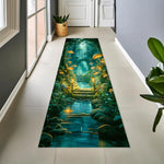 tapis moderne fantastique paysage fleurs rochers lumière verte bleue jaune noire salon chambreextérieur