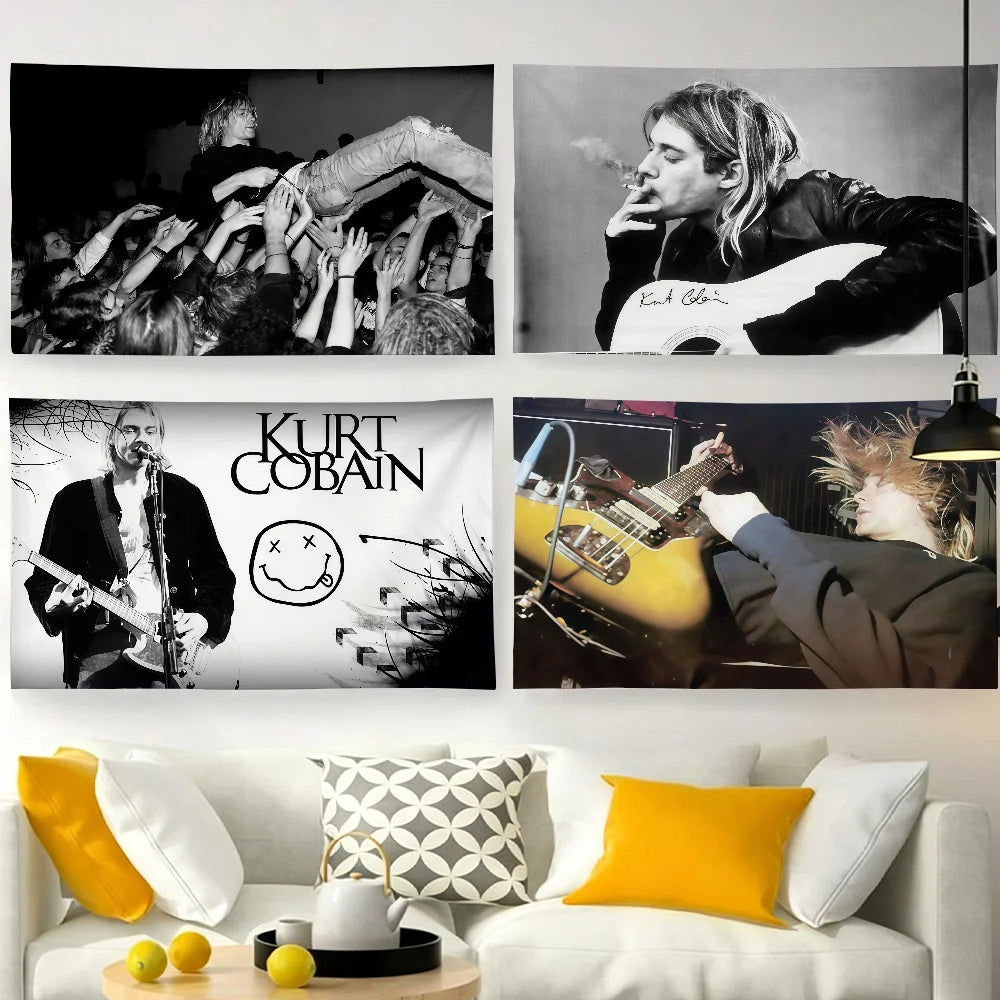 tapis sol concert rock photo noir blanc décoration murale salon maison chambre grande taille
