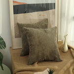 taies d'oreiller côtelées marron beige bleu moderne housse coussin lit chambre 45cm carré polyester