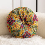 coussin siège rond bohème motifs floraux géométriques velours cotonnable intérieur extérieur