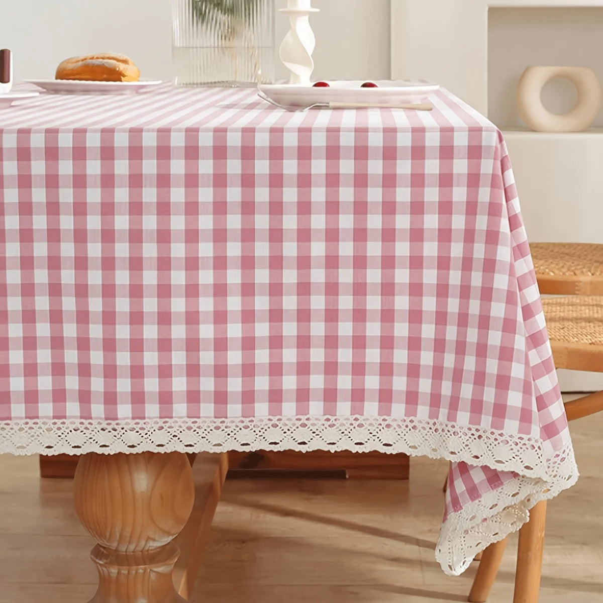 nappe carreaux rose clair blanc classique imperméable polyester extérieur mariage fête valentin 100x140cm