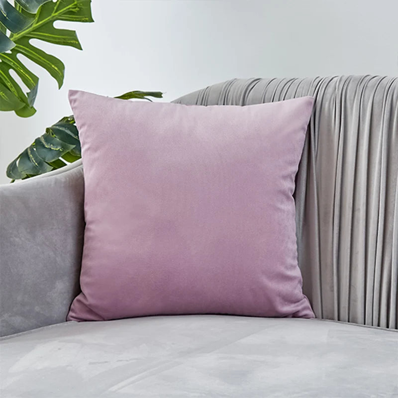 coussin carré violet velours contemporain sofa lit chaise décoration intérieur