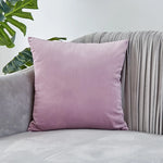 coussin carré violet velours contemporain sofa lit chaise décoration intérieur