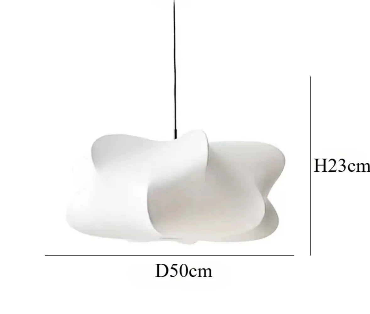 lampe suspendue moderne soie blanche beige forme organique câble noir chambre salon