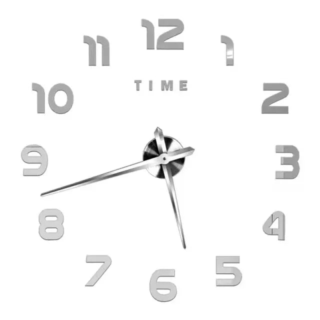 horloge murale moderne aiguilles quartz décoration salon visage unique couleurs argent doré rouge