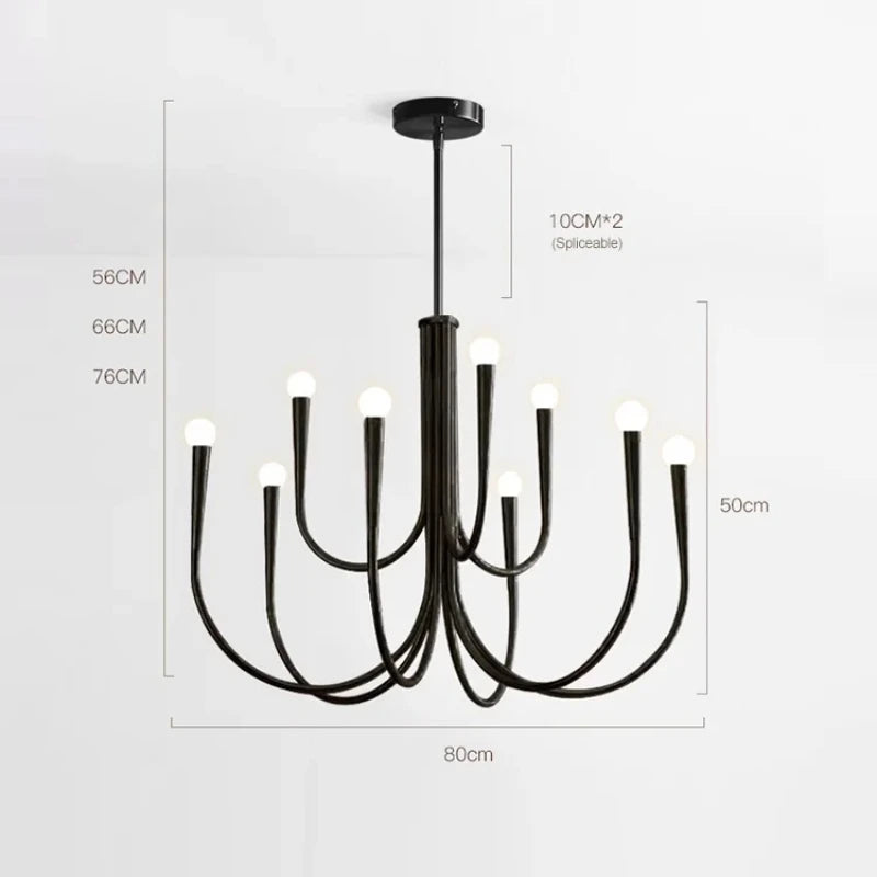 lustre contemporain or finition brillante minimaliste ampoules led salon chambre coucher decoration moderne