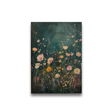 toile imprimée fleurs sauvages vintage décoration murale chambre salon floral abstrait rectangle horizontal sans