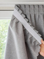 Rideau gris perle en polyester à velcro