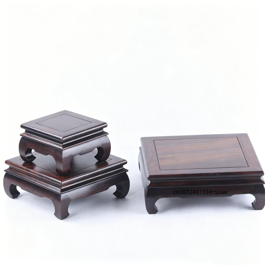 support thé bois gravé classique vase plant plateau artisanal miniature stand display chinese