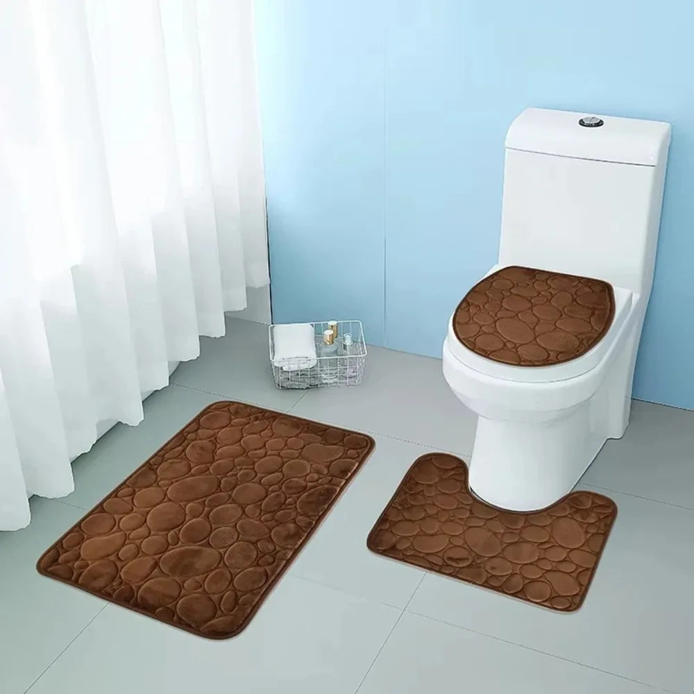 tapis bain gris texture cailloux moderne antidérapant absorbant salle bain