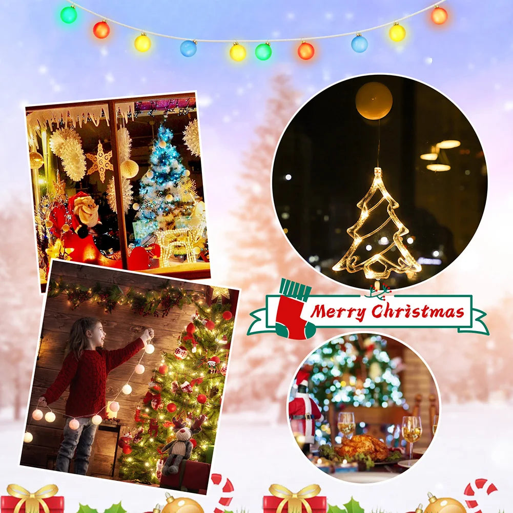 Guirlande installée sur une fenêtre avec effet lumineux 3D