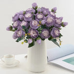 bouquet fleurs artificielles pivoines roses feuilles vertes decoration mariage anniversaire intérieur classique