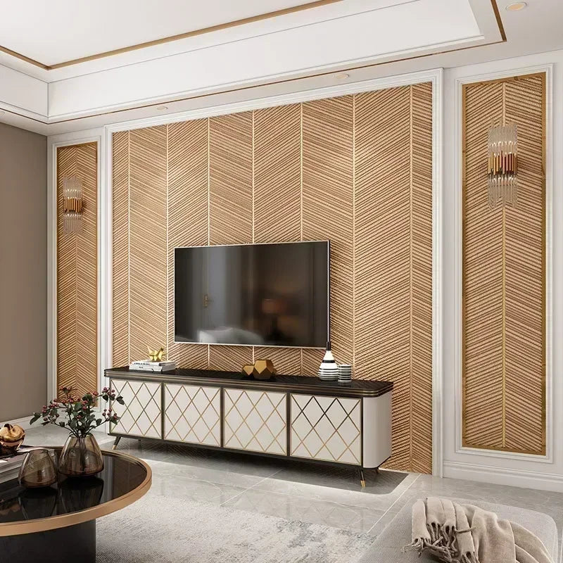 papier peint moderne rayé velours daim bleu gris beige résistant l'humidité anti moisissure soundproof