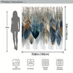 rideau douche boho chic plumes bleu beige opacité tissu polyester robuste lavable machinecoration salle