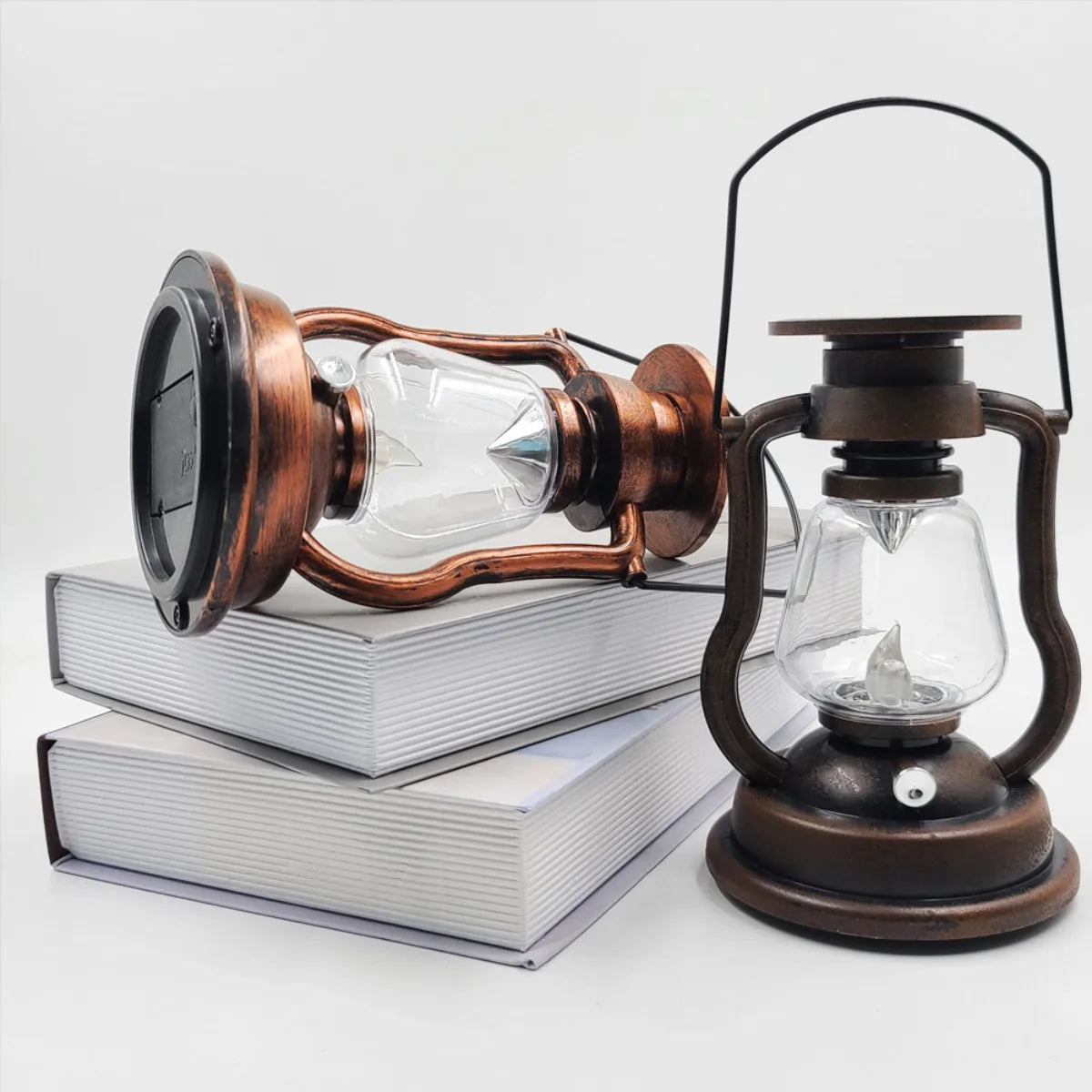 lanterne vintage bronze rétro verre transparent métal opaques anneaux suspensionextérieur camping