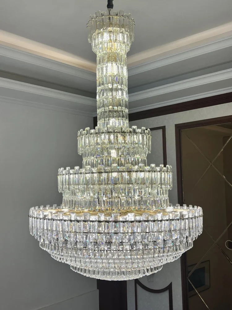 lustre cristal doré suspension salon hall lumière classique 20 sources 90v 260v