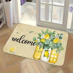 tapis d'entrée moderne citron bienvenue floral durable extérieur entrée salon 40x60cm motifs imprimés