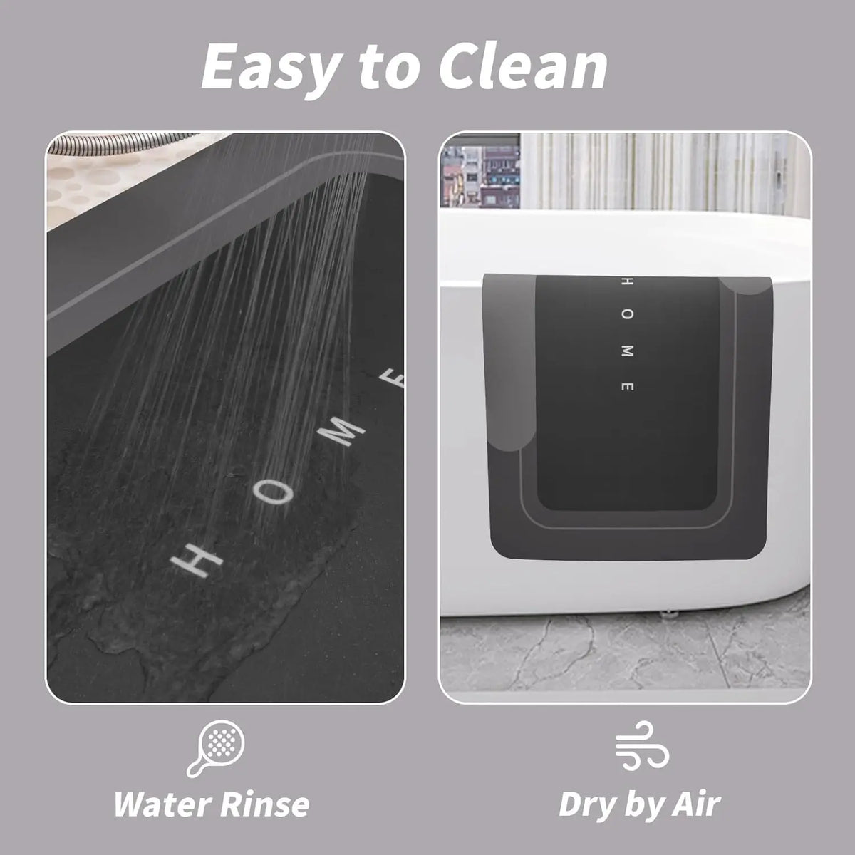 tapis bain moderne gris noir texte antidérapant salle bain maison