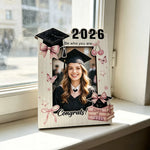 Cadre photo graduation diplômes papillons rubans rose class 2026 congrats end clips moderne chambre
