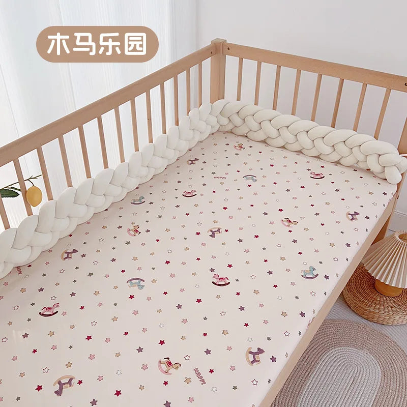 drap bébé couverture panda points sapins élastique simple beige uni coton respirant lit enfant
