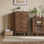armoire moderne bois naturel salon noir finition lisse industrielle roulettes