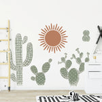 décoration murale stickers cactus bohémiens soleil texturé enfants chambre salon