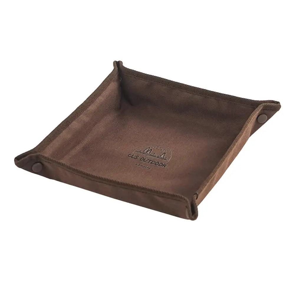 organisateur rangement marron clair toile imprimée clips clés écouteurs lampe torche tasse lanternes objets