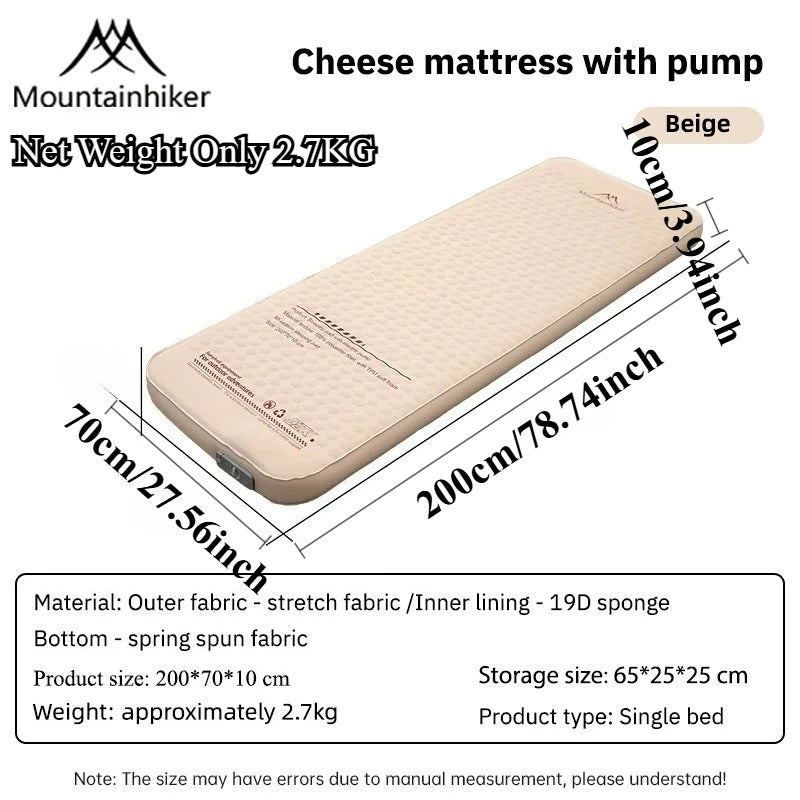 matelas gonflable double coussins gonflables pompe électrique noir vert beige cellules hexagonales camping randonnée