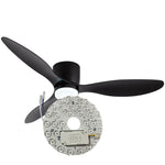 panneau lumineux led ventilateur noir blanc moderne minimaliste trois pales surface lisse