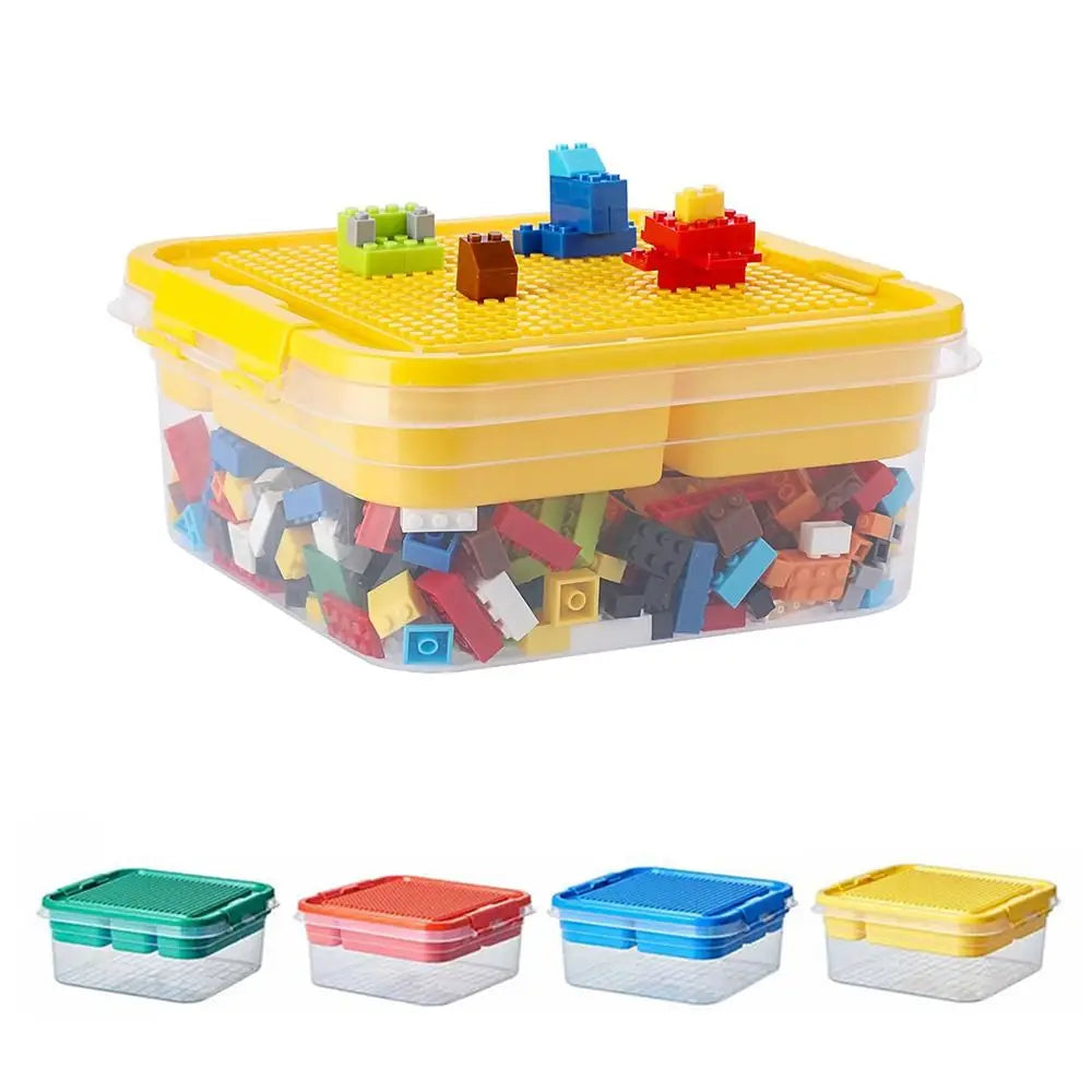 boîtes rangement jouets plastique rouge bleu jaune vert modernes compartiments internes couvercle pratique