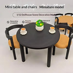 meubles deco miniature table ronde chaises noir orange texture bois moderne set poupées accessoire