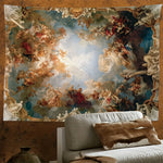 tapisserie murale baroque bleu or scène nuageuse figures humaines occasion mariage anniversaire festive