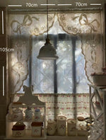 rideau porte dentelle motifs floraux blanc rose shabby chic vintage romantique transparent tringle